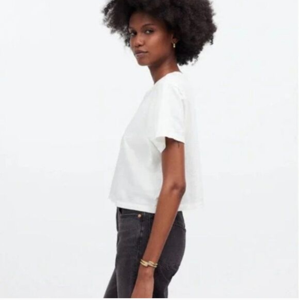 Madewell Softfade Cotton Boxy-Crop Tee NG580 Size XS White NWT - Picture 3 of 10